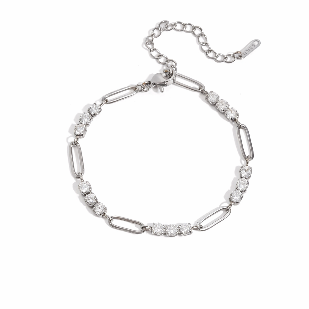 Solace Crystal Chain Bracelet Silver