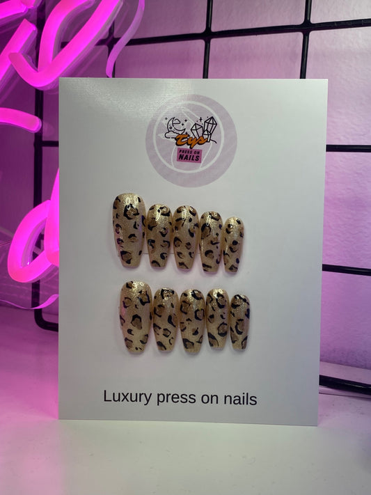 Gold Glitter Shimmer Leopard Print