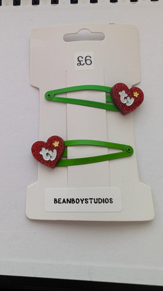 Ty Green Hair Clips