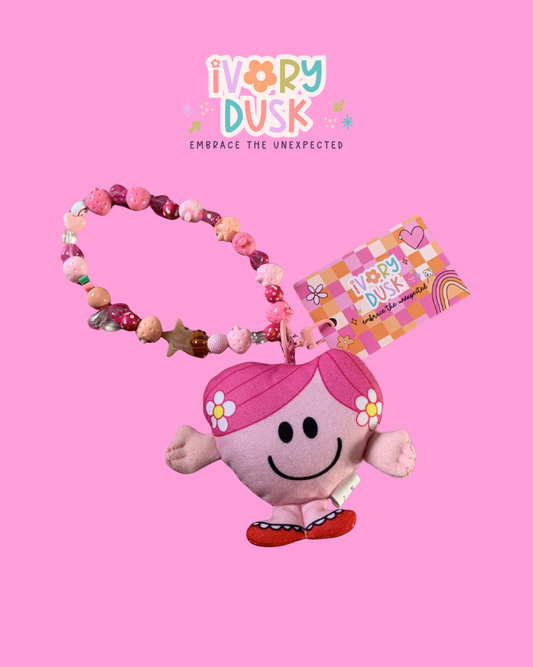 upcycled little miss hug keychain/bag charm