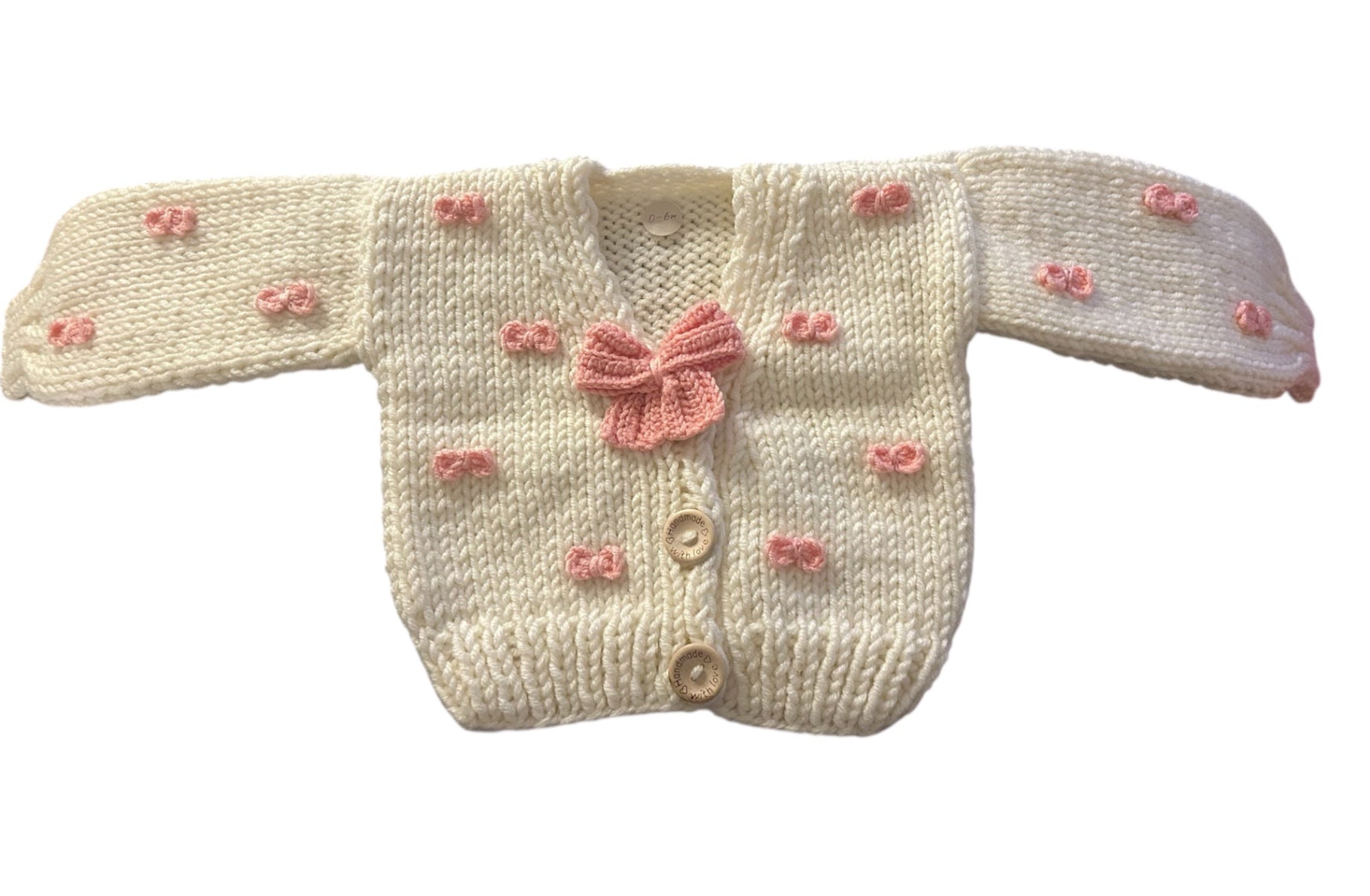 0-6m Cream With Pink Bows