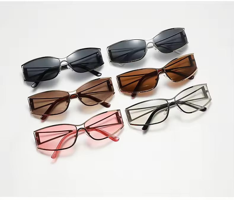 Shield Y2K Metal Sunglasses Silver