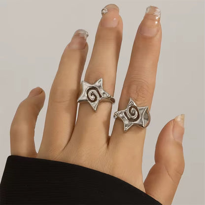 Silver Chunky Star Ring Adjustable 