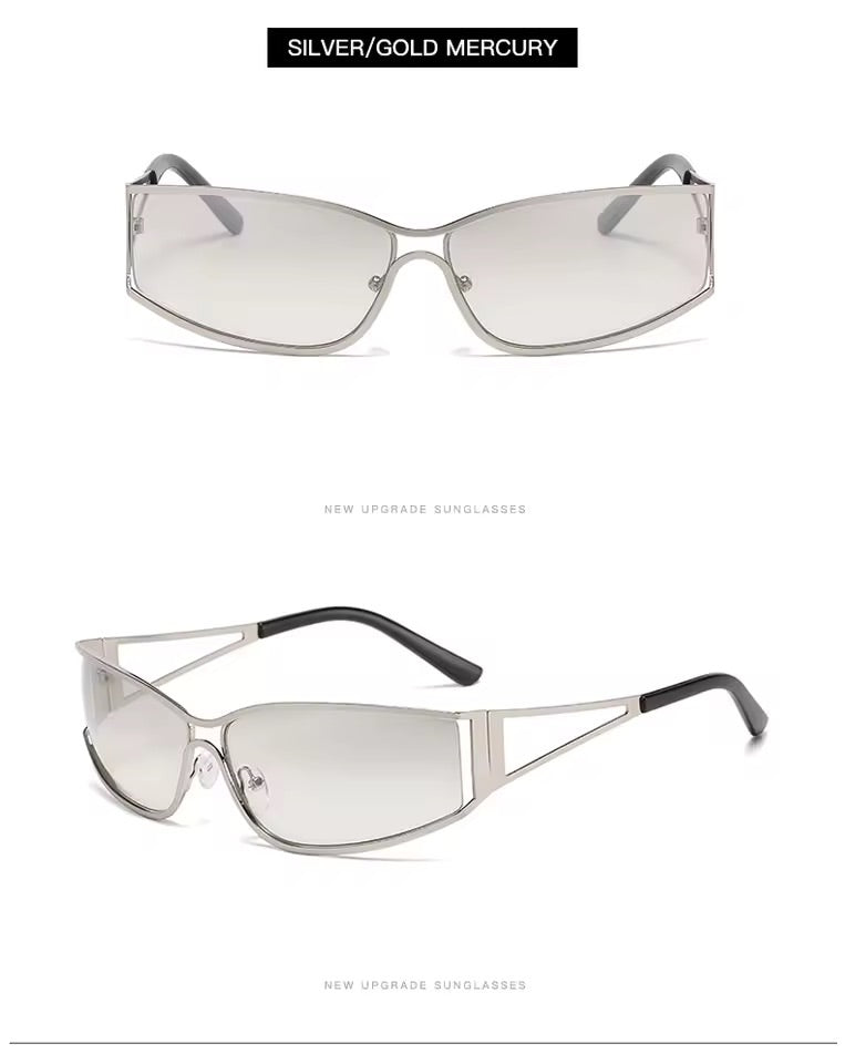 Shield Y2K Metal Sunglasses Silver
