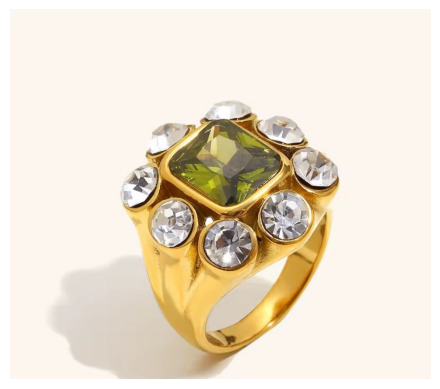 Verdant Halo Ring Size 6 Zirconia Crystal Stainless Steel