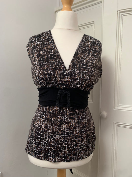 croc print buckle top