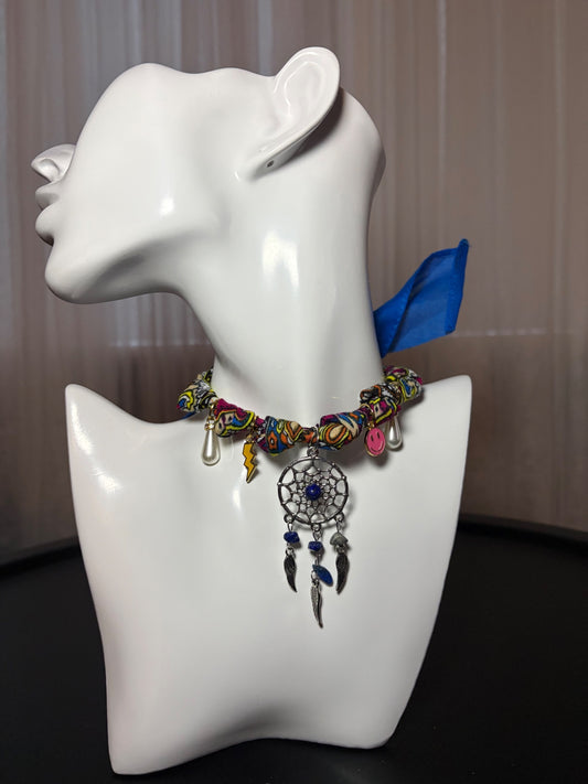 Colourful bandana charm necklace 