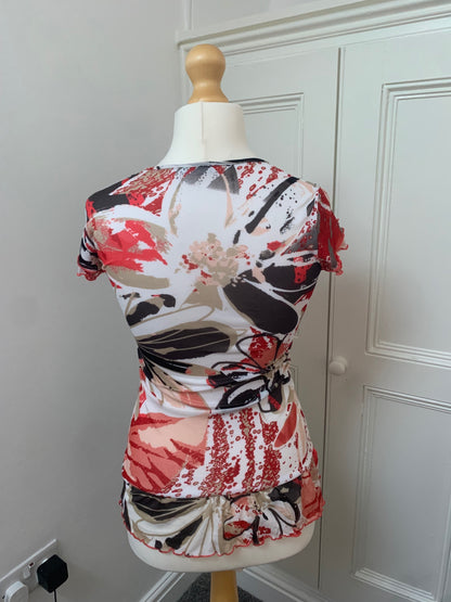 vintage lewinger cream & red top 