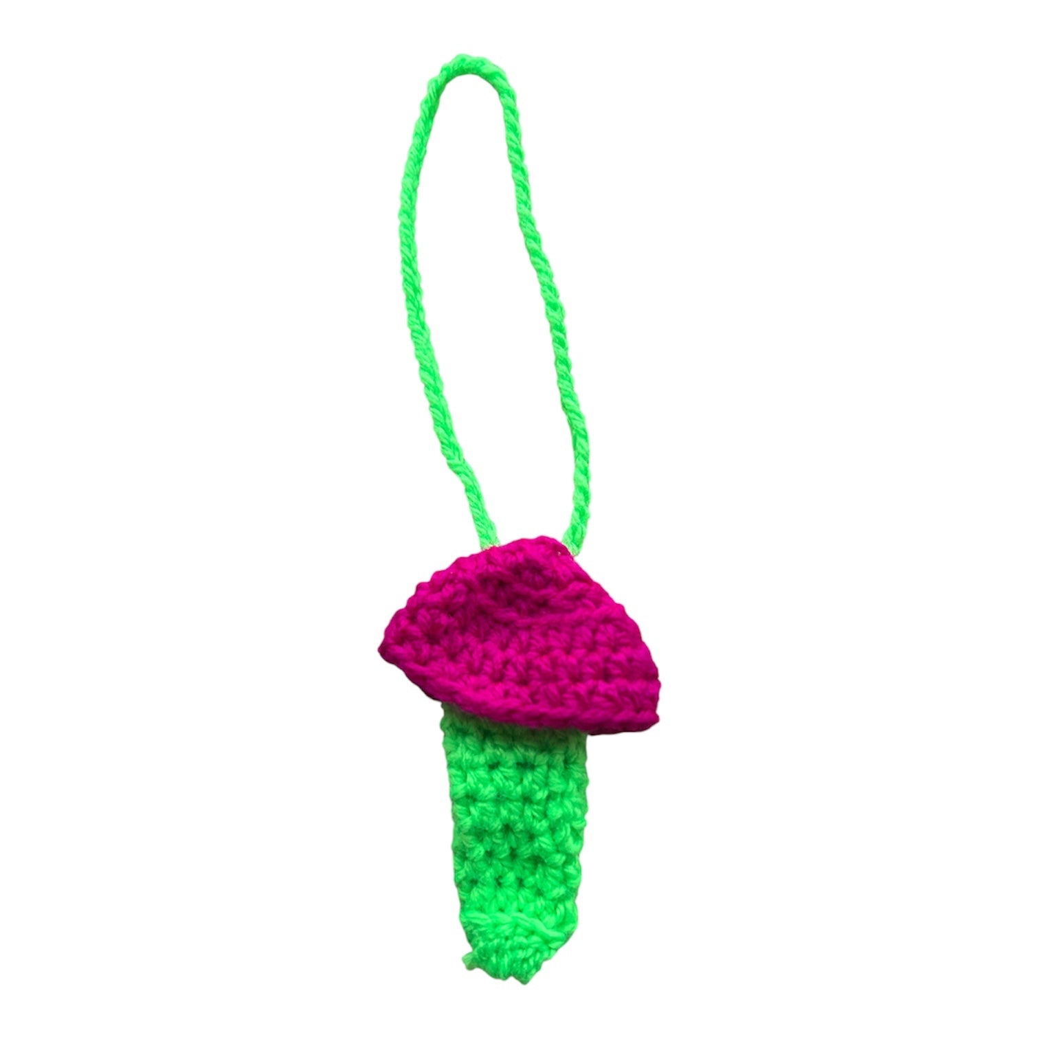 Neon green and pink mushroom lighter/lip balm holder 