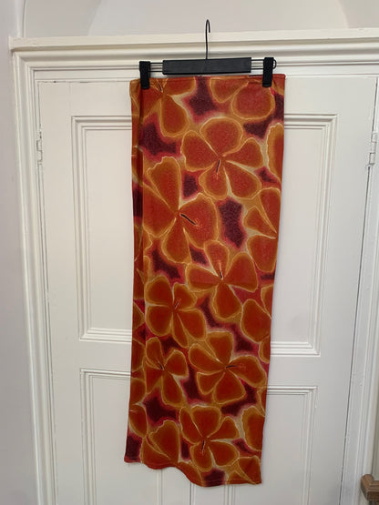 orange floral maxi skirt 