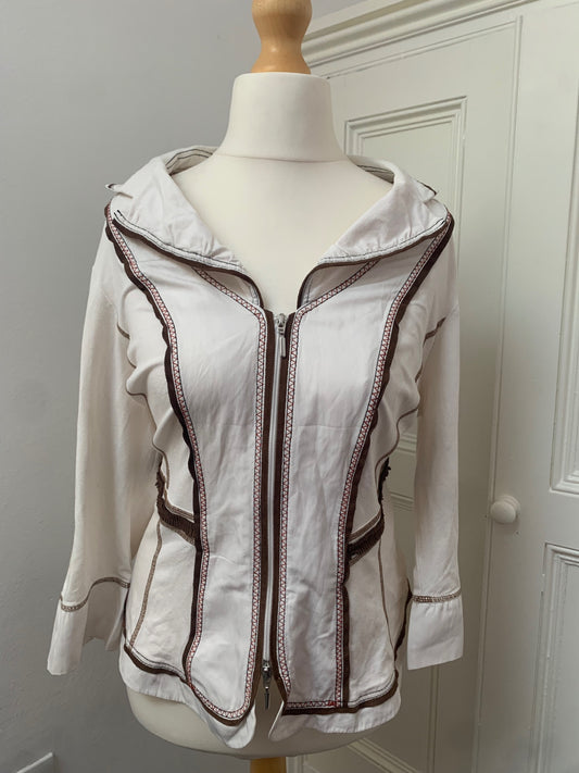 vintage biba white zip up top 