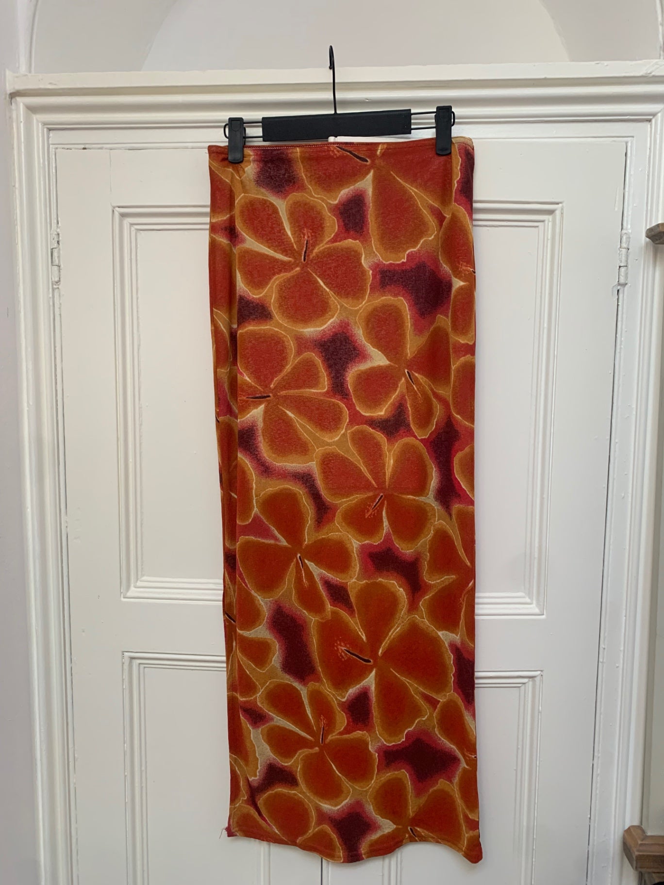 orange floral maxi skirt 