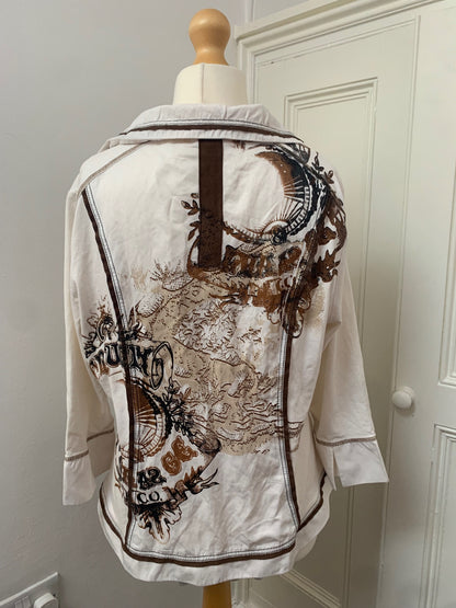 vintage biba white zip up top 