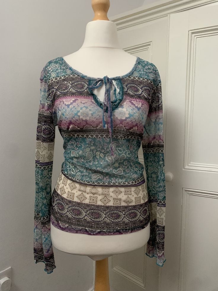 sheer colourful tie up top