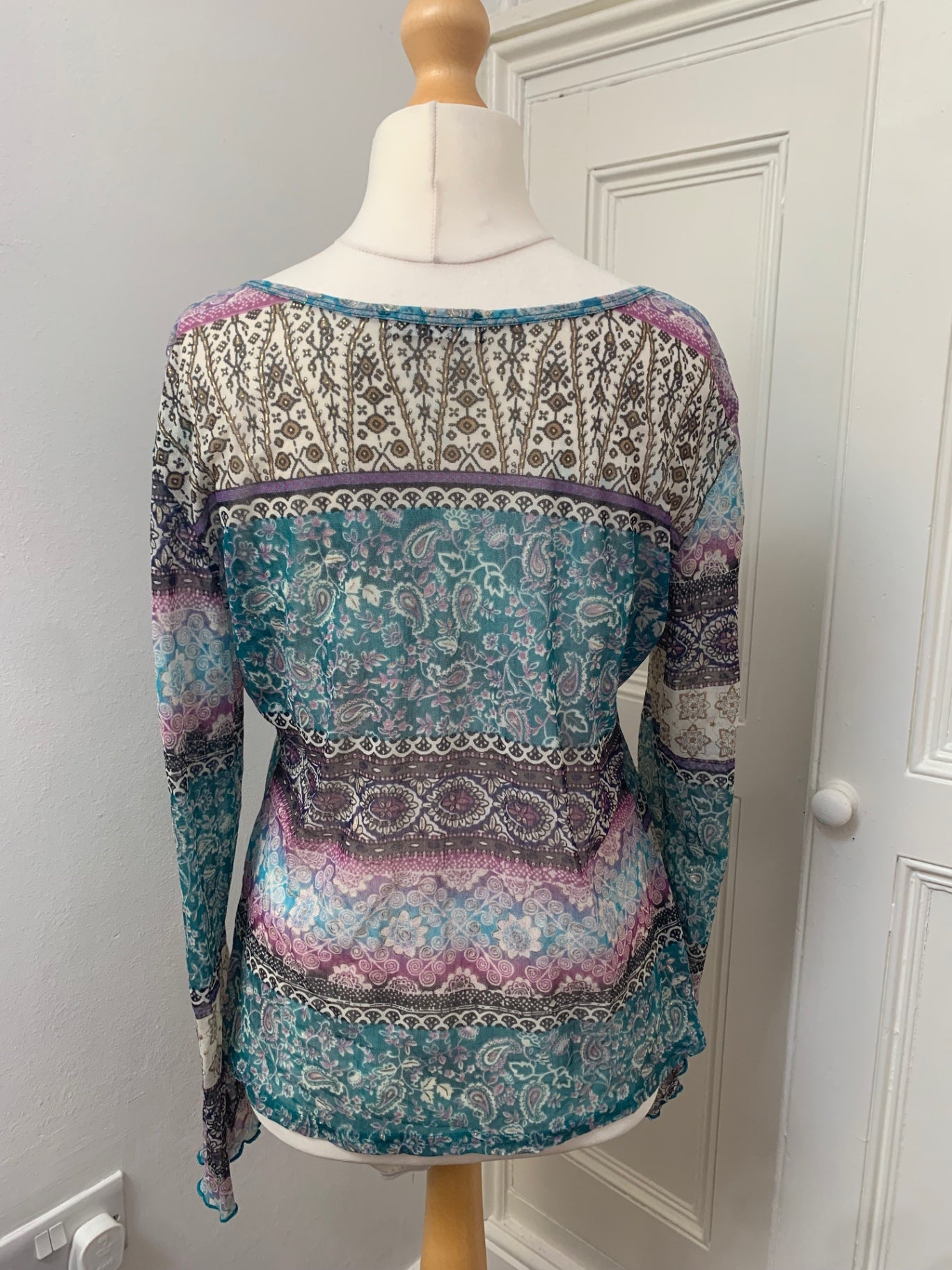 sheer colourful tie up top