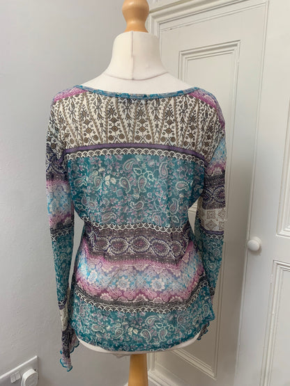 sheer colourful tie up top