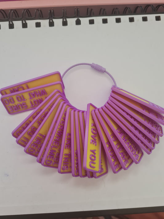 Bright Purple and yellow communication Talk Tags. 