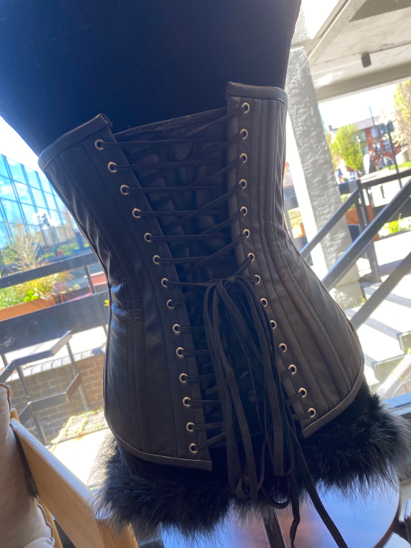 Black leather half corset 