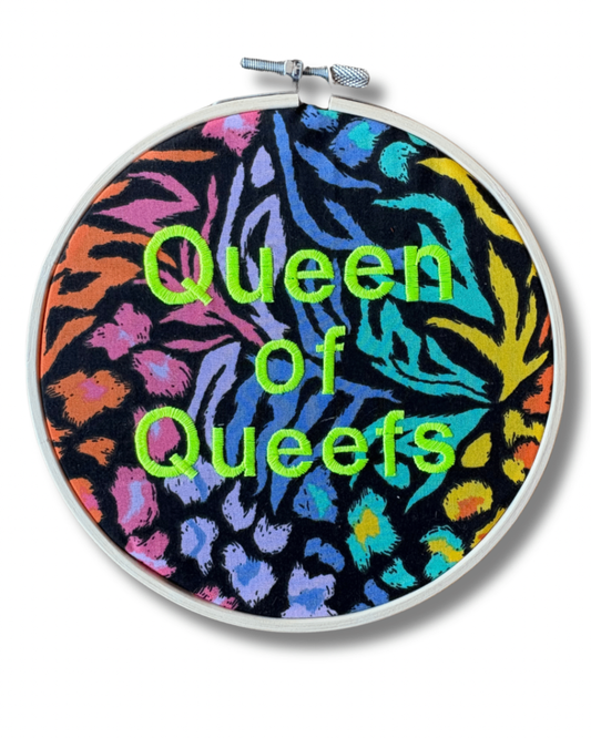 Queen of Queefs Embroidered Hoop Art