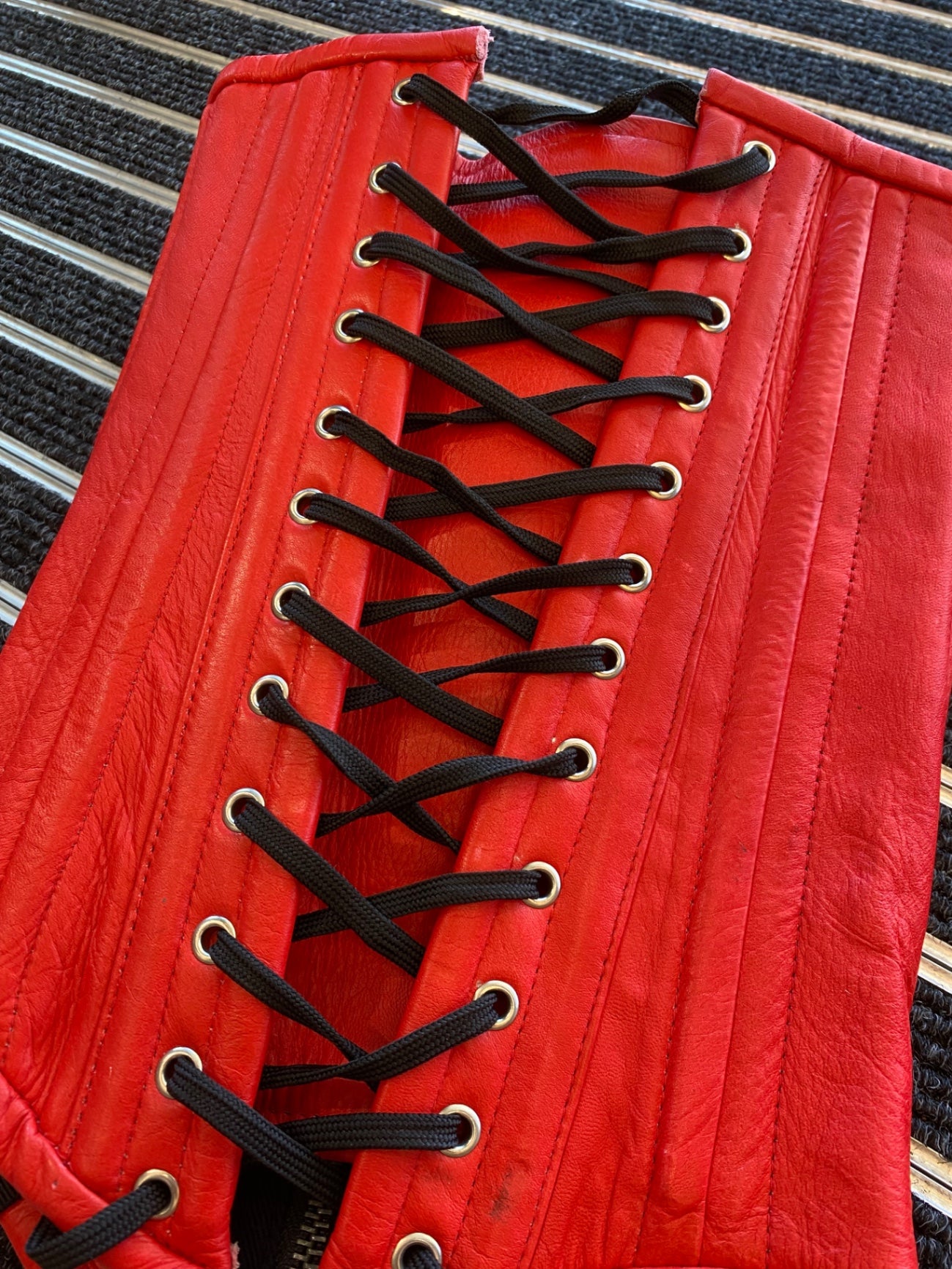 Red leather corset top
