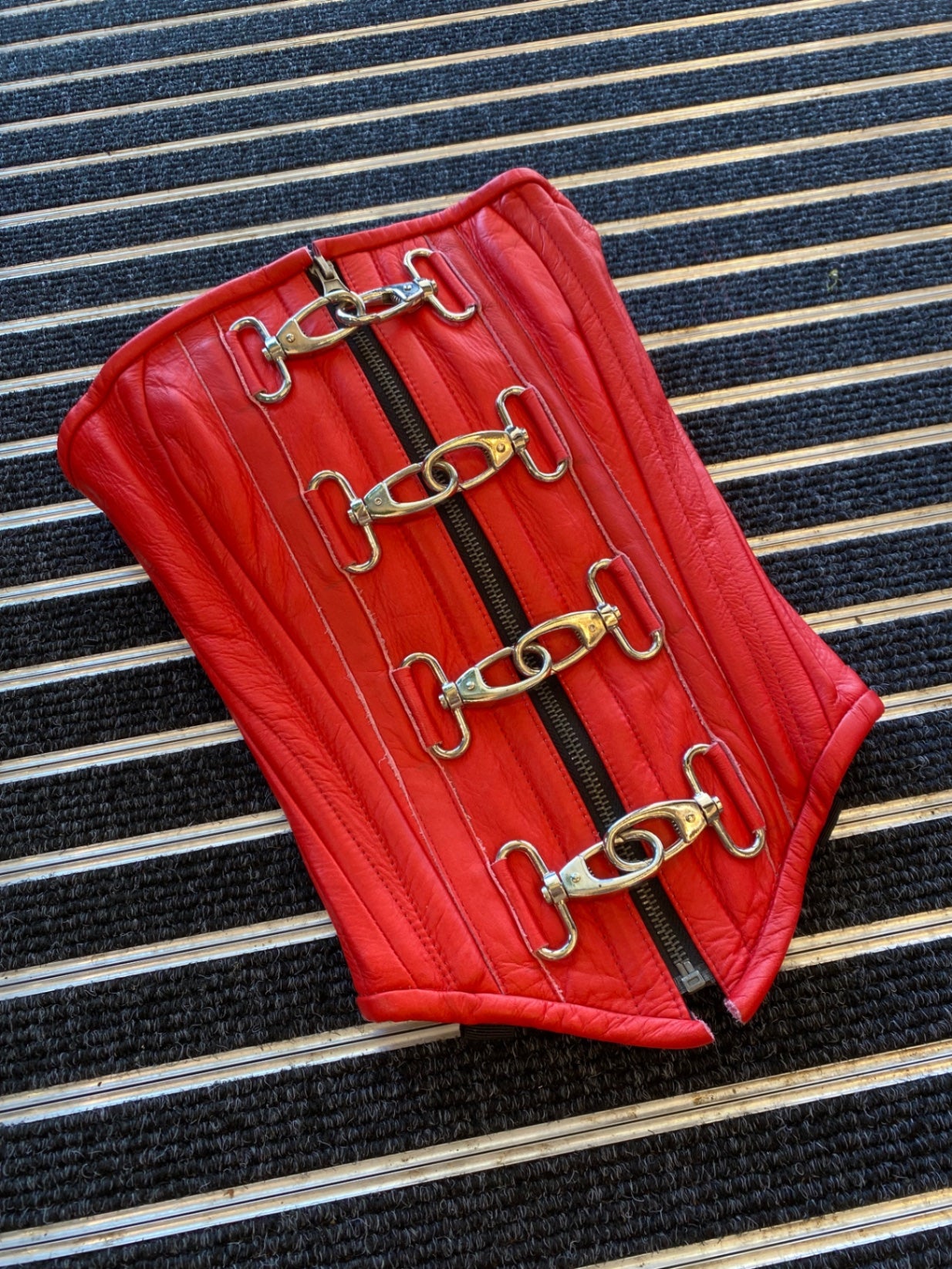 Red leather corset top