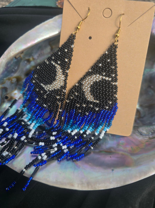 Blue moon beaded earrings 