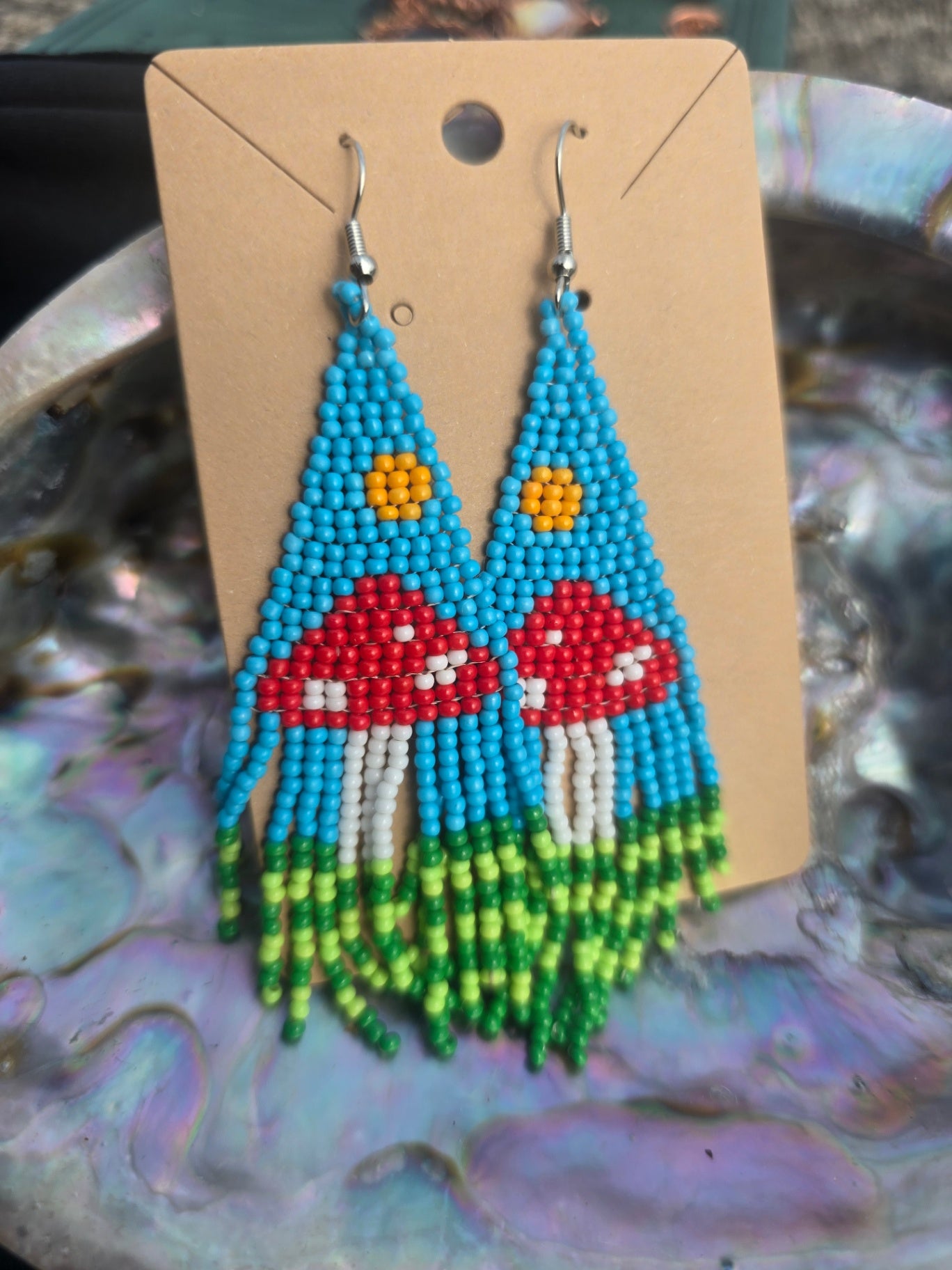 Mini mushroom beaded earrings 