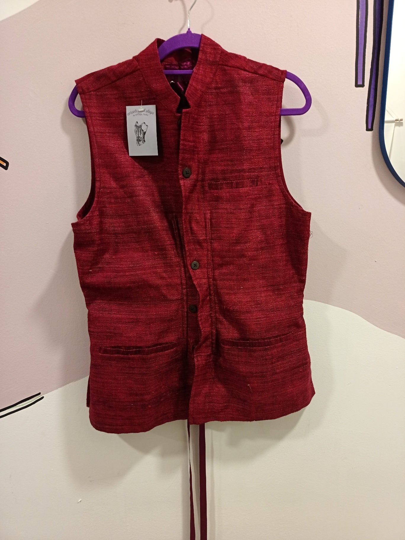 Silk red corset waistcoat