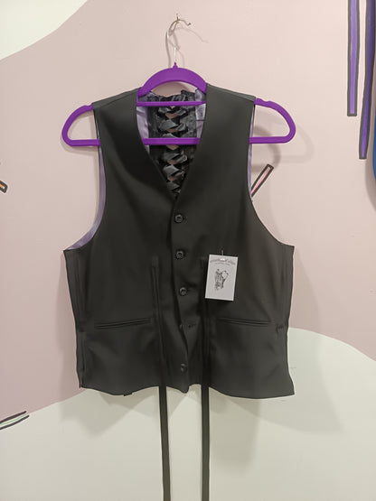 Pinstripe corset waistcoat black