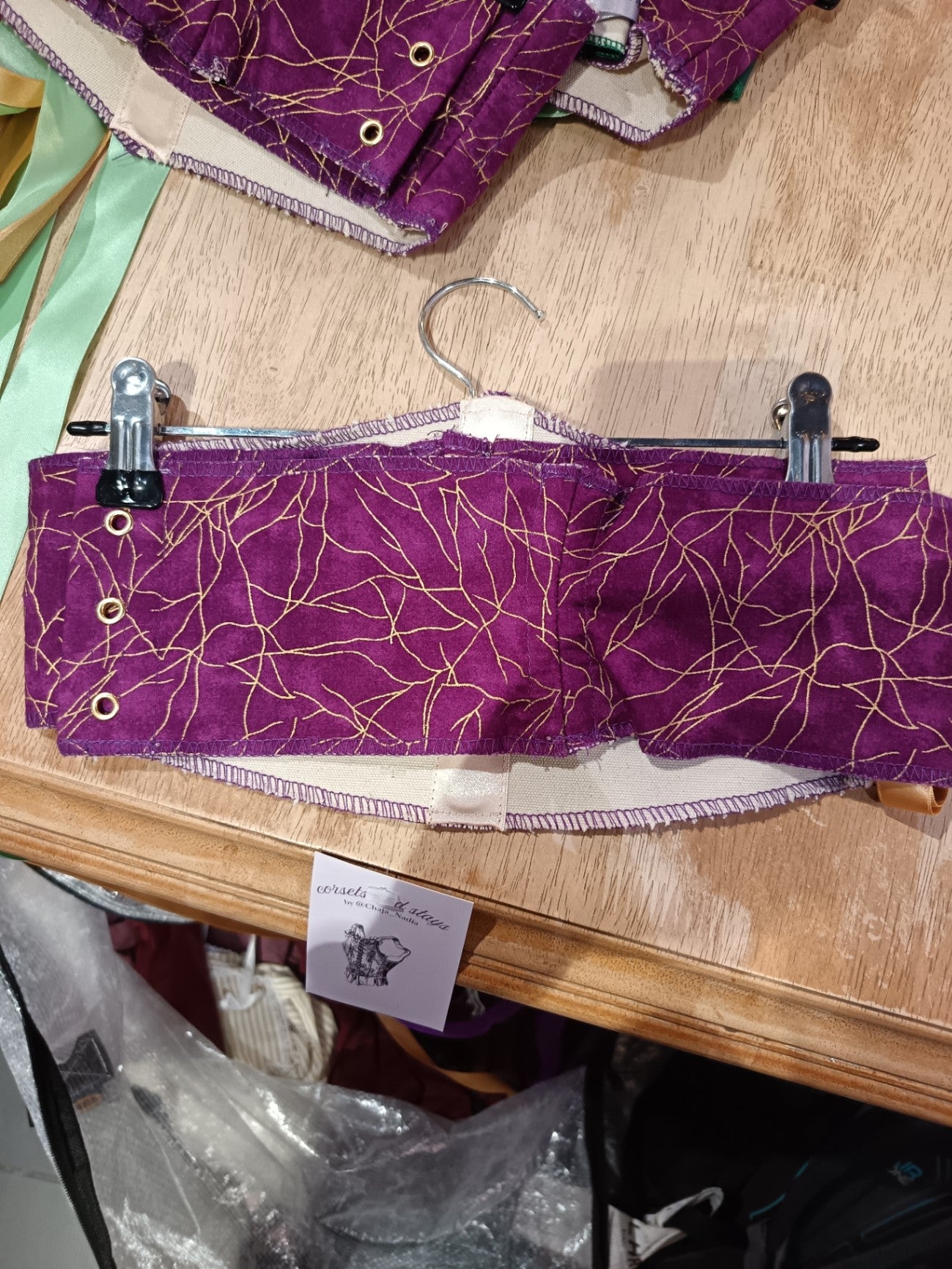 Corset belt with purple and gold