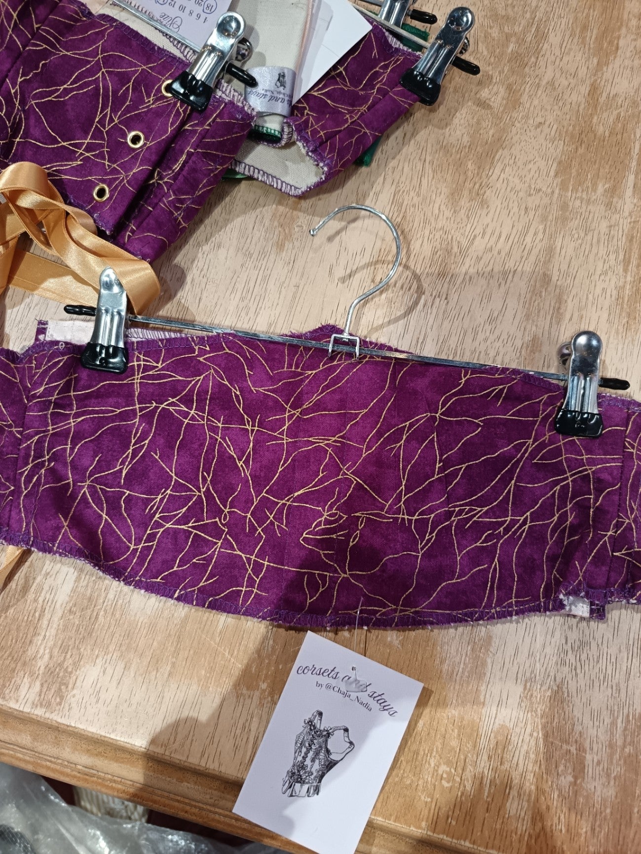 Corset belt with purple and gold