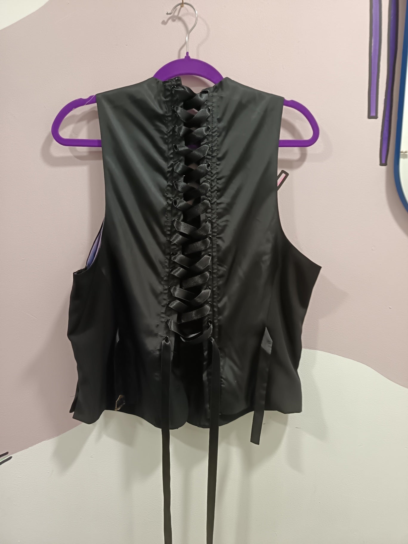 Pinstripe corset waistcoat black