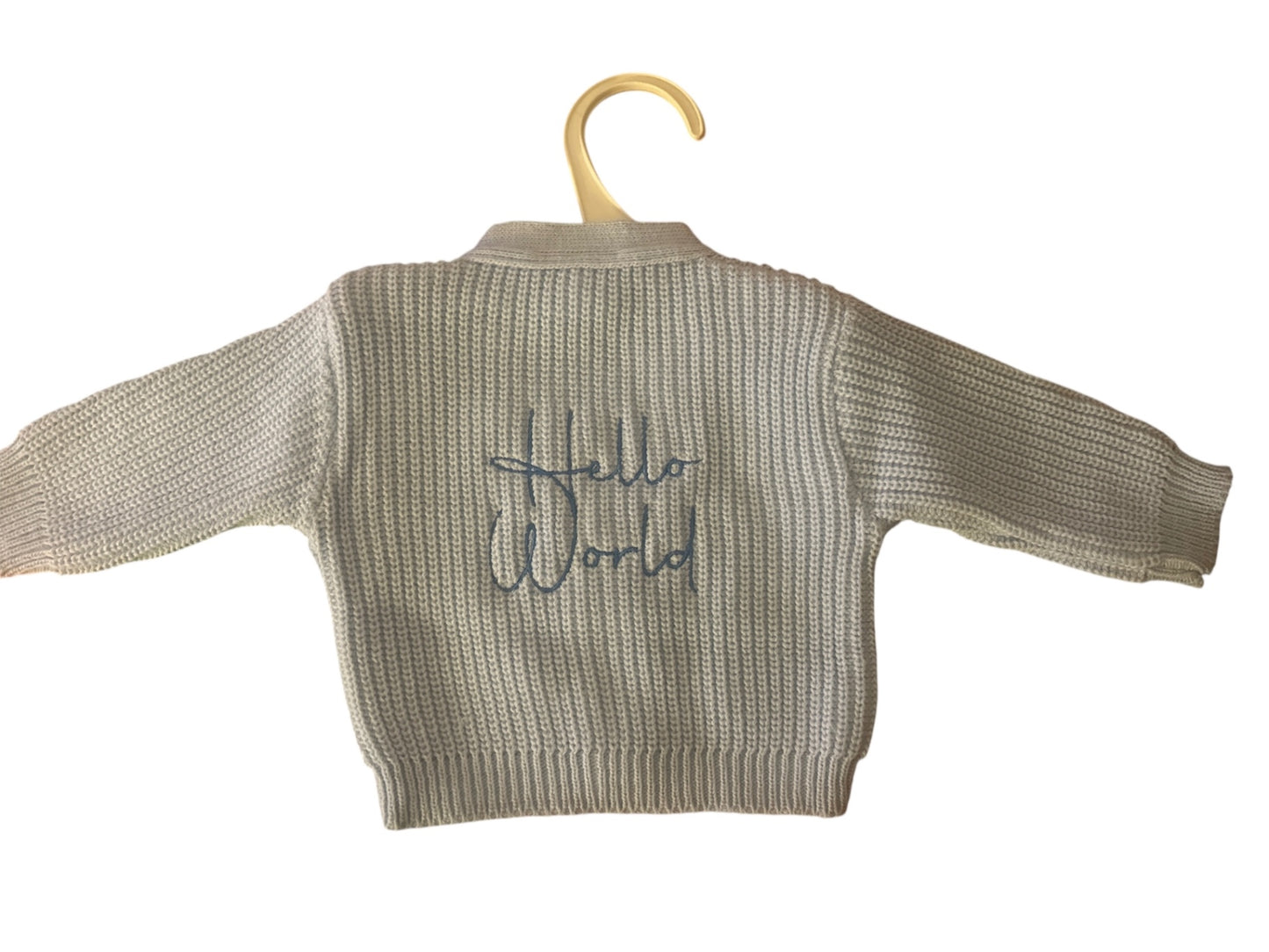 Newborn Hello World Cardigan Blue