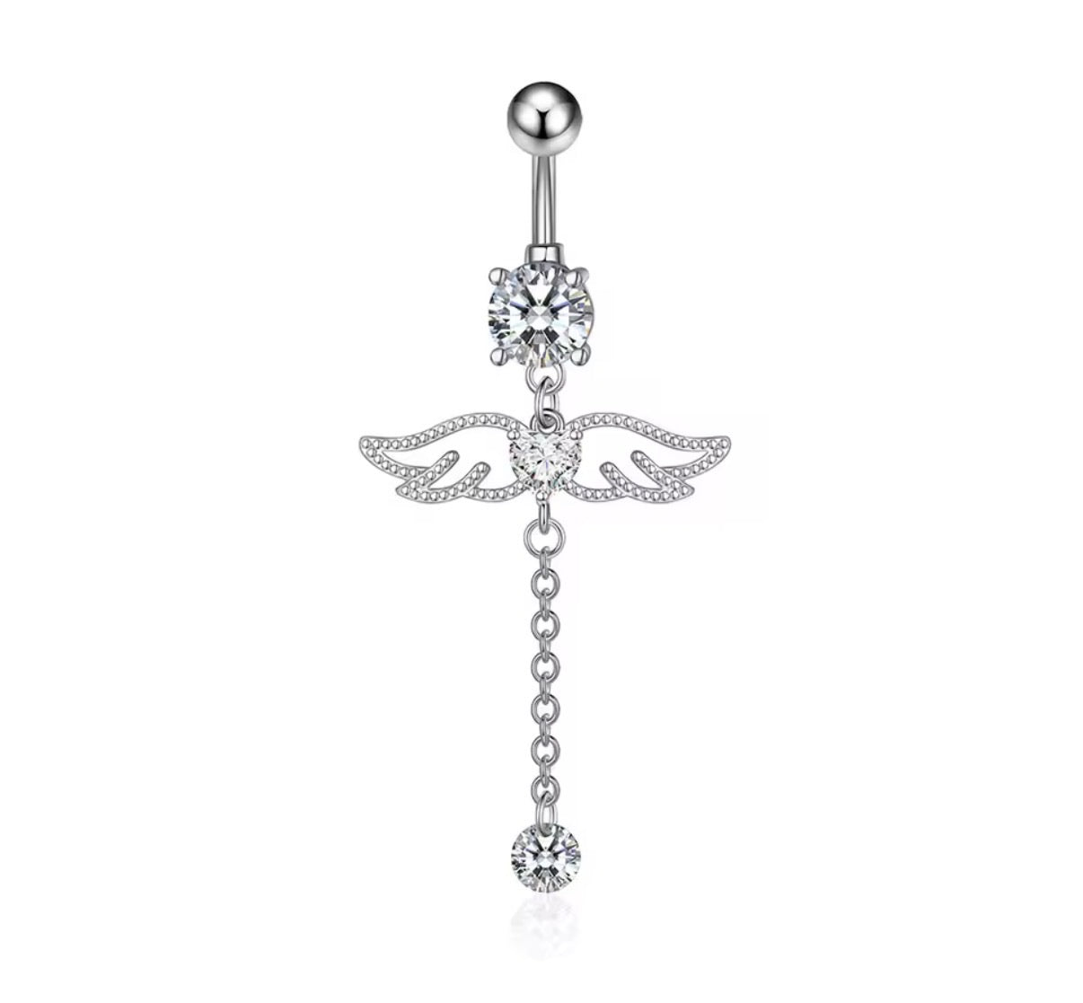 Winged belly bar titanium 