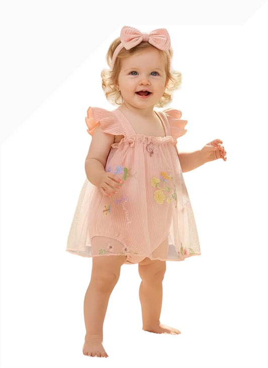 9-12m Peach Forget Me Knot Chiffon Dress