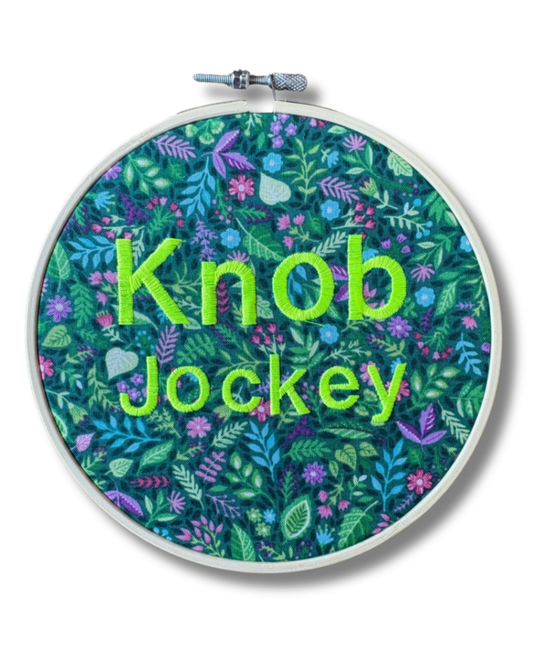 Knob Jockey Embroidered Hoop Art