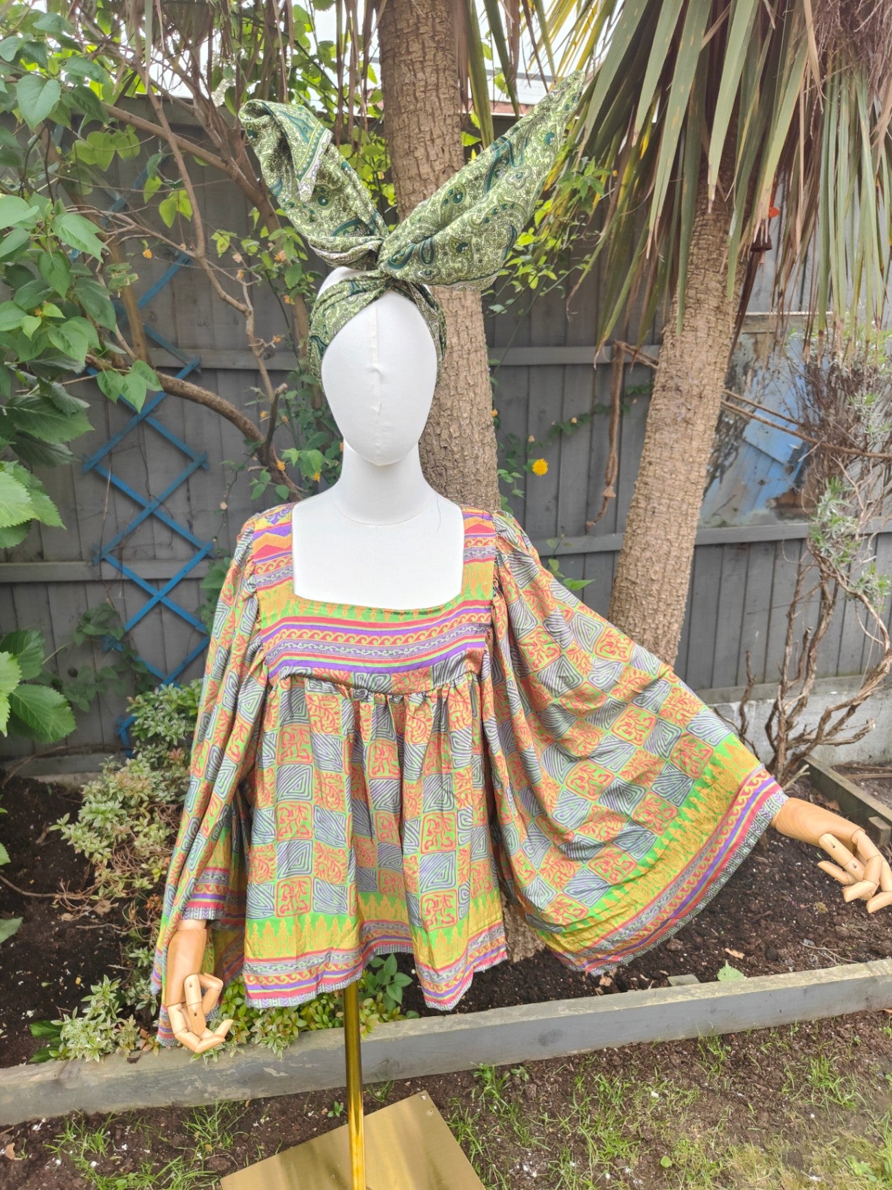 Wire headband wrap - recycled sari fabric