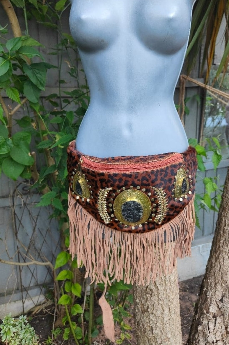 Dolly bum bag / crossbody with Moroccan stone detailing Leopard