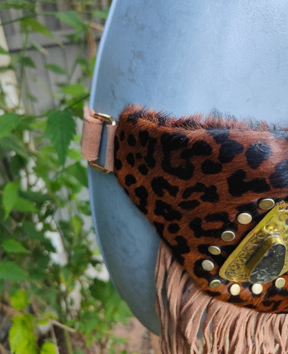 Dolly bum bag / crossbody with Moroccan stone detailing Leopard