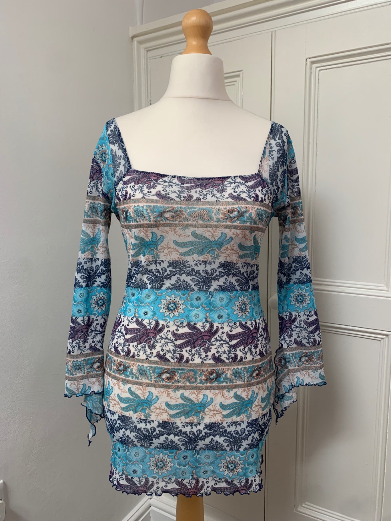 sheer mesh colourful tunic