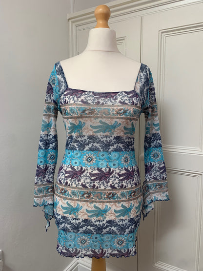 sheer mesh colourful tunic