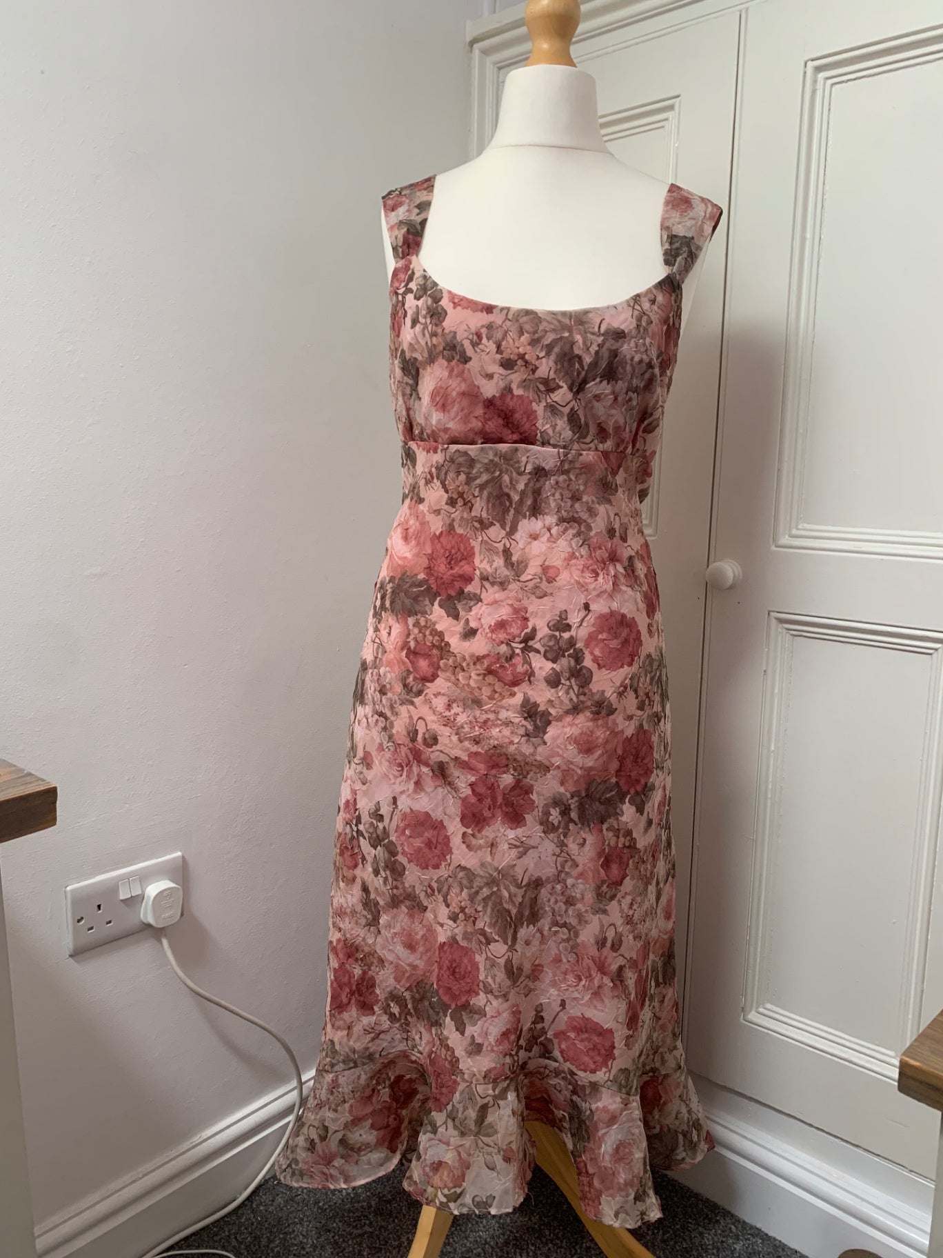pink floral formal dress 