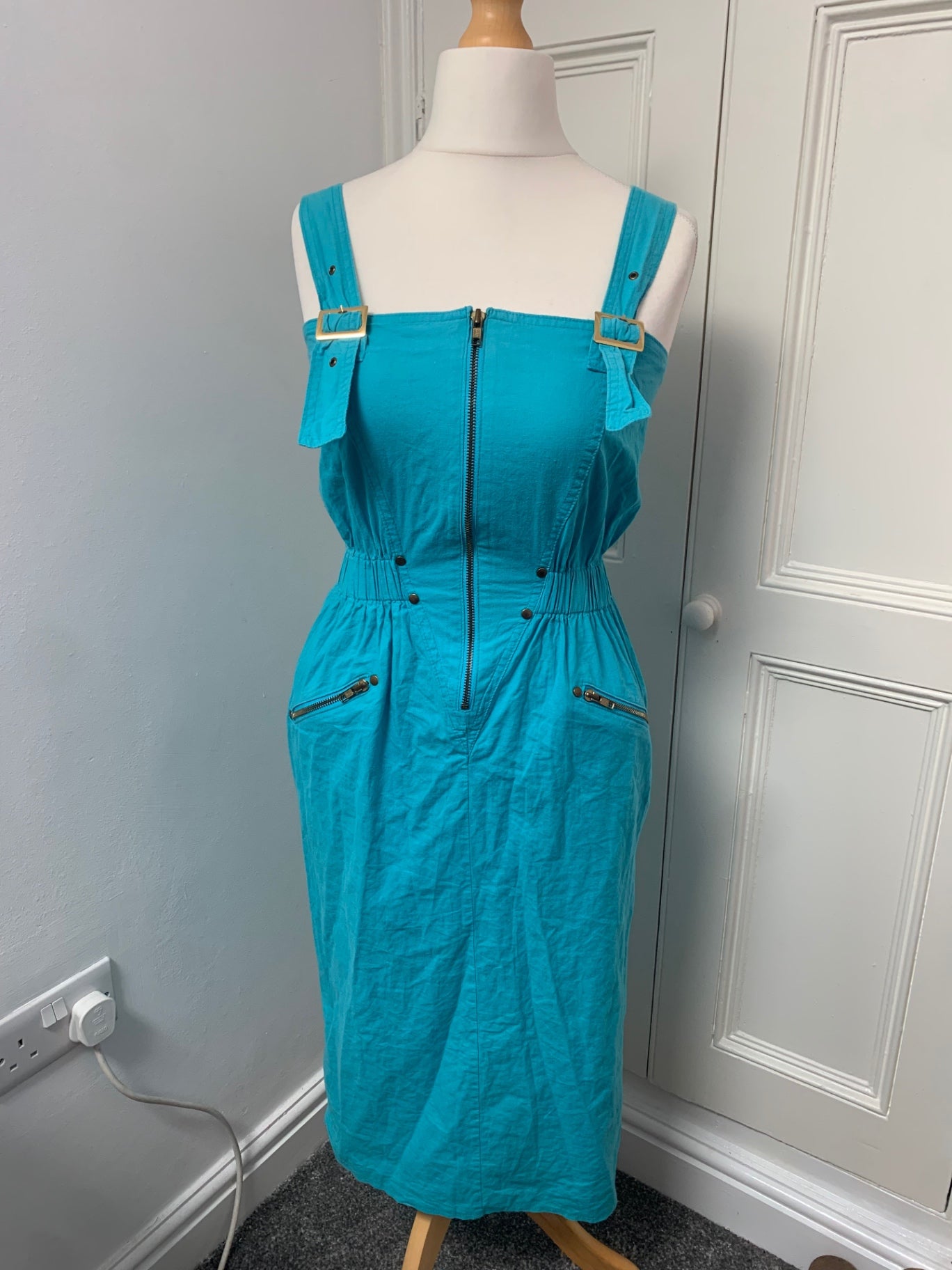 vintage 100% cotton blue dress 