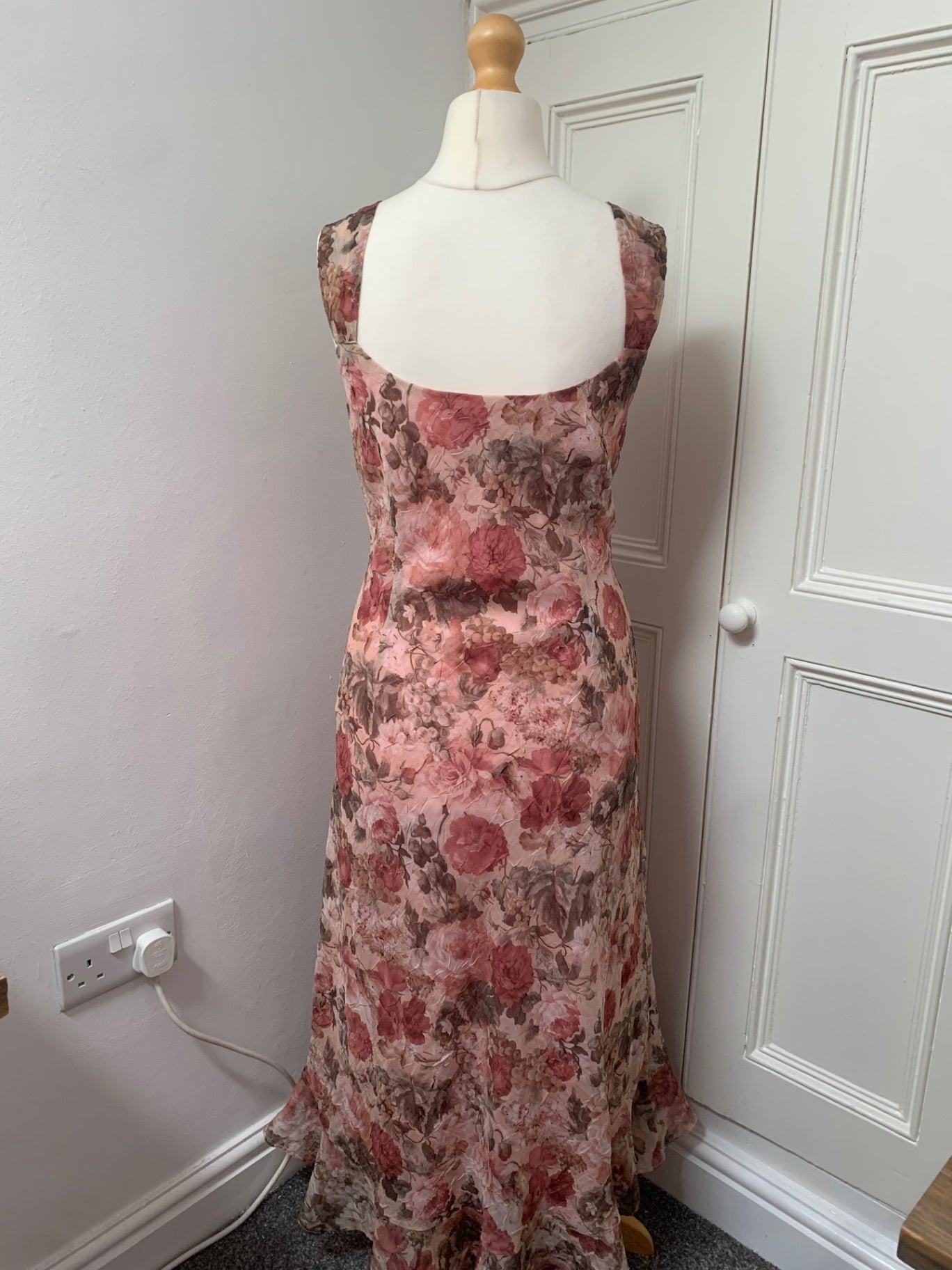 pink floral formal dress 