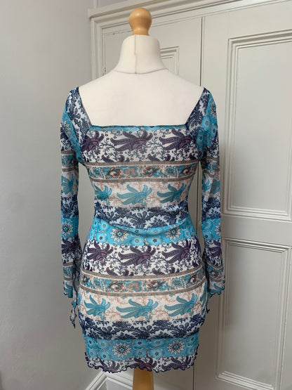 sheer mesh colourful tunic