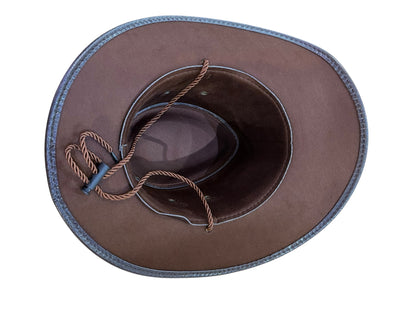 Brown Faux Leather Cowboy Hat