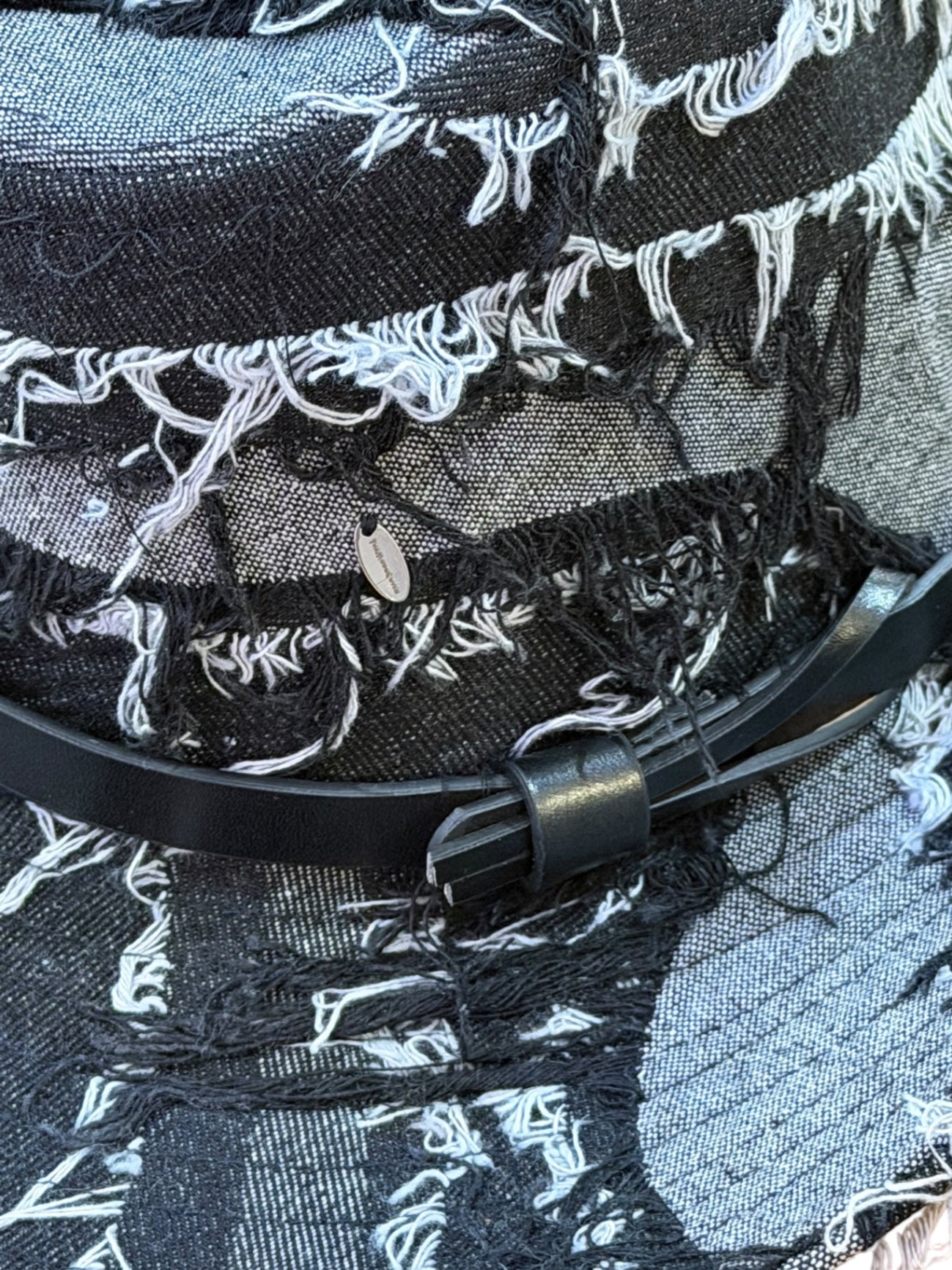 Black Denim Cowboy Hat With Leather stud detail