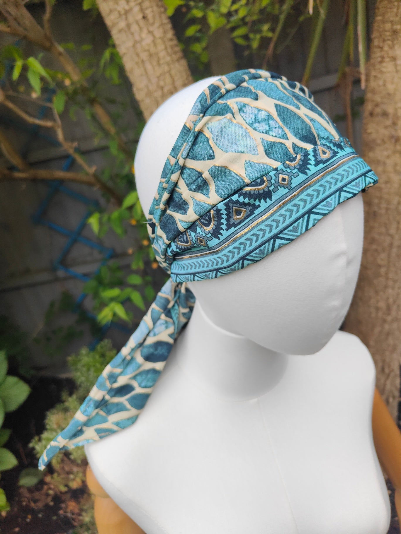 Wire headband wrap-sari fabric 