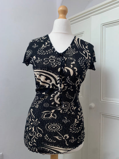vintage 00s floral black top 