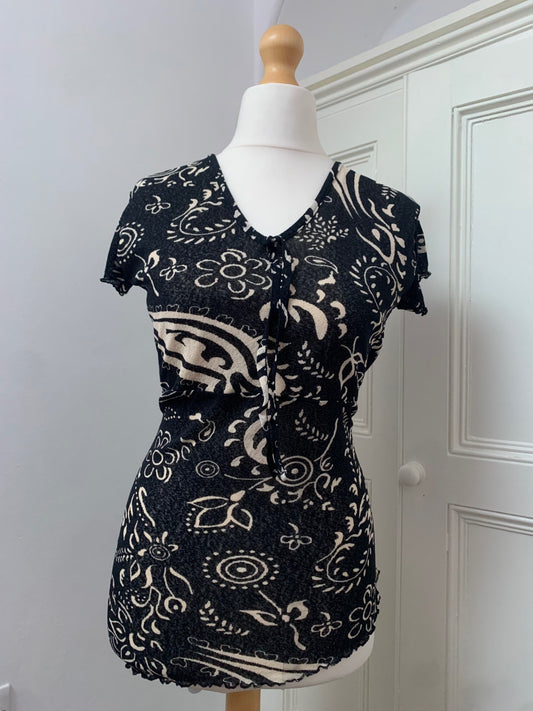 vintage 00s floral black top 